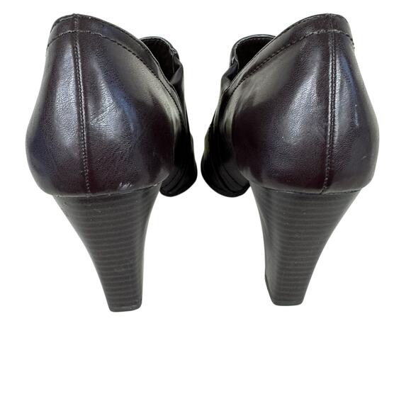 Nickels Park Brown Faux Leather Heeled Slip On Square Toe Booties Women's Size 9 - Picture 6 of 10